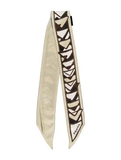 Pre-owned Prada Silk Printed Scarf In Neutral
