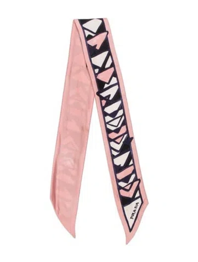 Pre-owned Prada Silk Printed Scarf In Pink