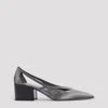 Prada Pointed Toe Block Heel Cut-out Pumps In Ardesia