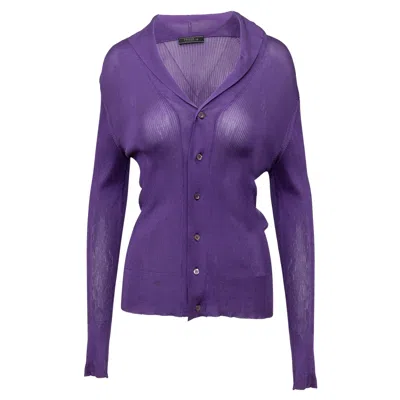 Pre-owned Prada Silk Ribbed Top - '10s In Purple