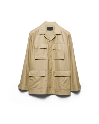 Prada Silk Safari Jacket In Brown