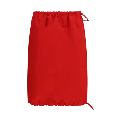 Prada Silk Satin Midi Skirt In Red