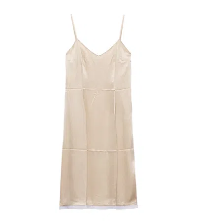 Prada Slip Crepe Satin Dress In Desert Beige