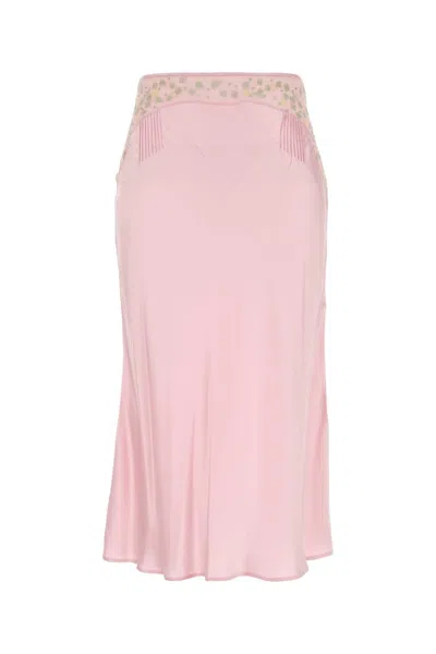 Prada Silk Satin Skirt In Pink