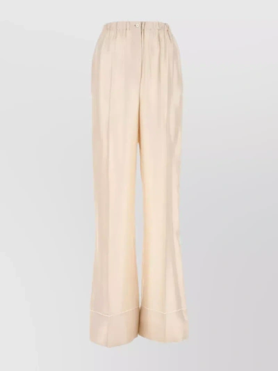 Prada Silk Satin Wide-leg Trousers In Cream