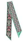 Prada Octagon Tulip Printed Silk Skinny Scarf