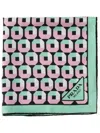 Prada Octagon Tulip Printed Silk Skinny Scarf In Green