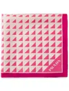 Prada Triangle Symbole And Mouth Degrade Print Silk Scarf In Pink