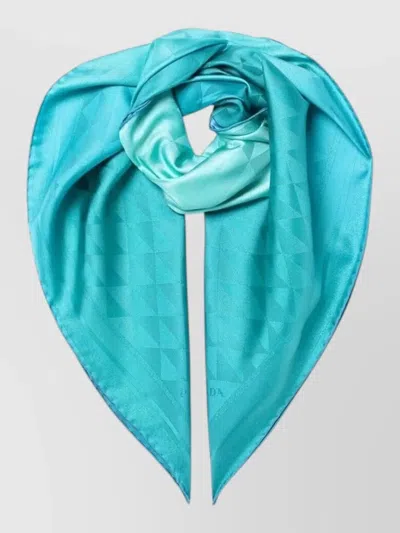 Prada Silk Scarf Triangle Pattern Gradient Design In Blue