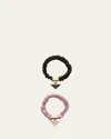 Prada Silk Scrunchies, Set Of 2 In F0d7b Nero Alabastro