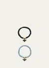 Prada Womens Black Branded-charm Pack Of Two Satin Hair Ties
