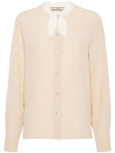 Prada Silk Shirt In Beige