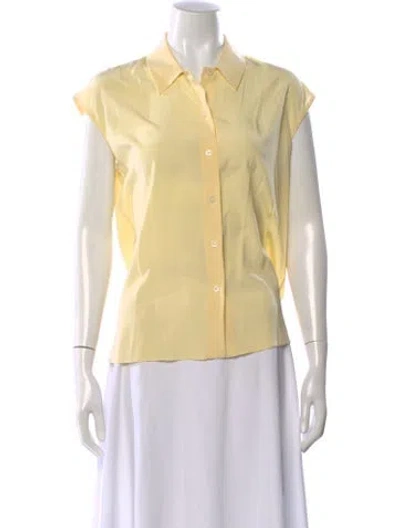 Pre-owned Prada Silk Sleeveless Button-up Top In Yellow