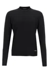 Prada Logo Patch Silk Crewneck Sweater In Black