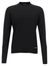 Prada Logo Patch Silk Crewneck Sweater In Black