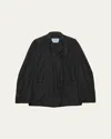 Prada Double-breasted Technical Taffeta Jacket In Gray