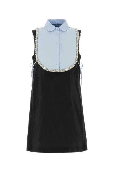 Prada Silk Taffeta Mini Dress In Black