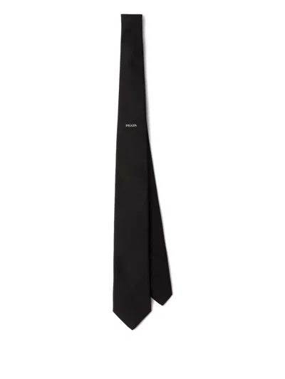 Prada Silk Tie In Black