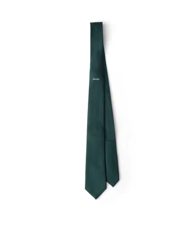 Prada Silk Tie In Bottle Green
