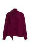 Prada Silk Tie-neck Top In Pink