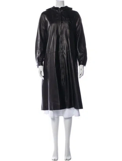 Pre-owned Prada Silk Trench Coat In Black