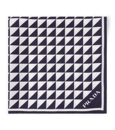 Prada Printed Silk Twill Scarf In Black