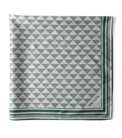 Prada Silk Triangle Scarf In Blue