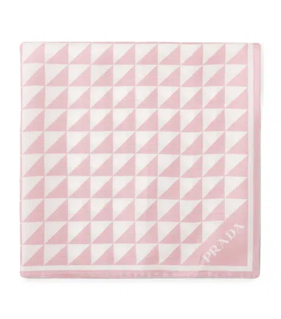 Prada Triangle Logo Silk Scarf In F0v4c Alabastro Bianco