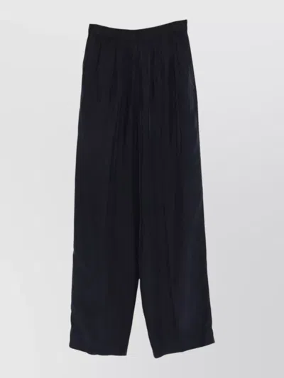 Prada Silk Trousers Wide Leg Relaxed Fit In Black