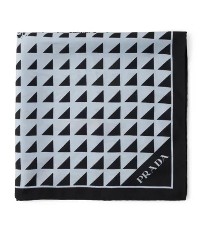 Prada Silk Twill Car-print Scarf In Black