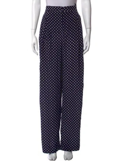 Pre-owned Prada Silk Wide Leg Pants In Blue