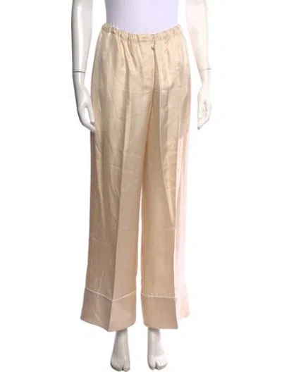 Pre-owned Prada Silk Wide Leg Pants In Neutrals