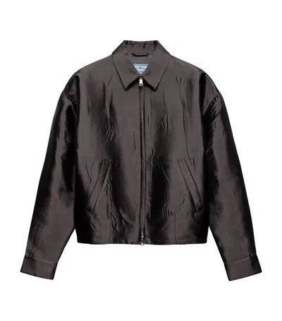 Prada Jacke Aus Seide Und Wolle In Grau