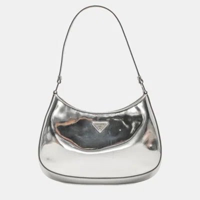 Pre-owned Prada Silver Brushed Leather Cleo Shoulder Bag