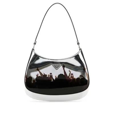 Prada Silver Leather Cleo Shoulder Bag