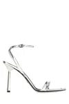 Prada Metallic Leather High-heeled Sandals In Silver