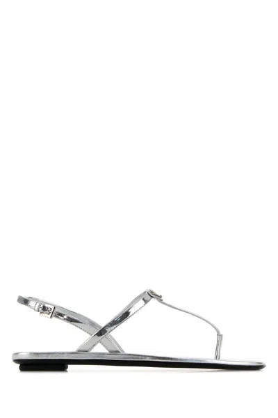 Prada Leather Thong Sandals Open Toe Slingback In Gray