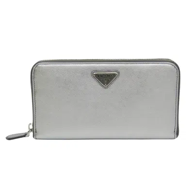 Pre-owned Prada Silver Leather Wallet  ()