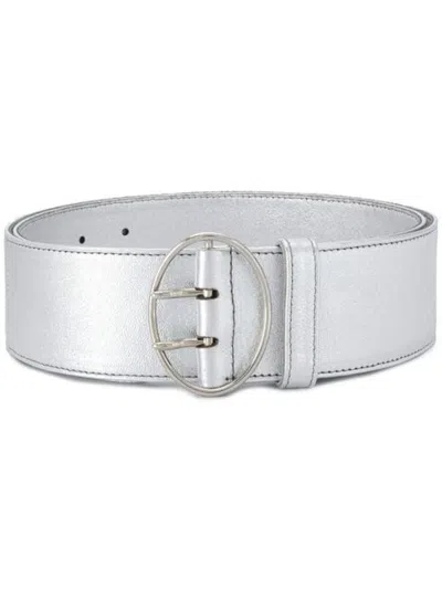 Prada Silver Logo Buckle Belt In Metallic