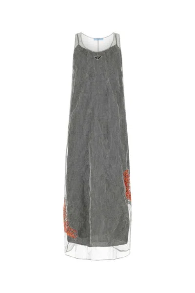 PRADA SILVER MESH LONG DRESS