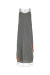 Prada Silver Mesh Long Dress In Silver