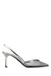 Prada Mesh-panelled Slingback Pumps In Silver