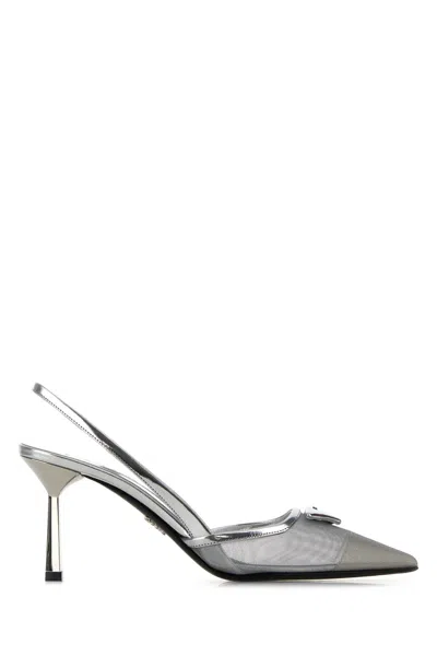 PRADA PRADA SILVER MESH PUMPS