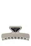 Prada Metal Hair Clip In Silver