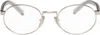 Prada Silver Metal Oval Glasses In Transparent