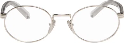 Prada Silver Metal Oval Glasses In Transparent