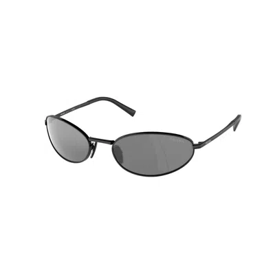 Prada Silver Mirror Oval Ladies Sunglasses Pr A59s 1ab60g 59 In Black