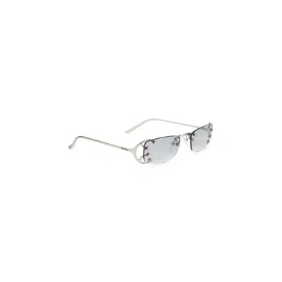 PRADA PRADA SILVER NOUVEAU METALLIC FASHION SHOW SUNGLASSES
