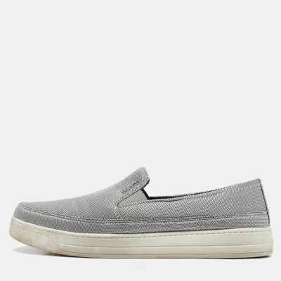Pre-owned Prada Silver Nylon Slip On Sneakers Size 39