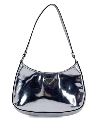 Prada Silver Patent Leather Patent Shoulder Bag Cleo (authentic Pre-loved)